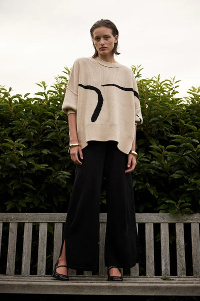 ARCAA - HAZEL SWEATER - SAND & BLACK