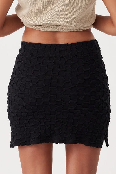 ARCAA MOVEMENT - MILA TEXTURED MINI SKIRT - BLACK - PERTH STOCKIST - AUSTRALIAN STOCKIST - WA STOCKIST - AUSTRALIA STOCKIST - AUS STOCKIST - PERTH BOUTIQUE - WA BOUTIQUE - AUS BOUTIQUE - AUSTRALIA BOUTIQUE