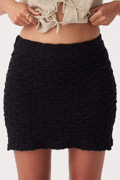 ARCAA MOVEMENT - MILA TEXTURED MINI SKIRT - BLACK - PERTH STOCKIST - AUSTRALIAN STOCKIST - WA STOCKIST - AUSTRALIA STOCKIST - AUS STOCKIST - PERTH BOUTIQUE - WA BOUTIQUE - AUS BOUTIQUE - AUSTRALIA BOUTIQUE