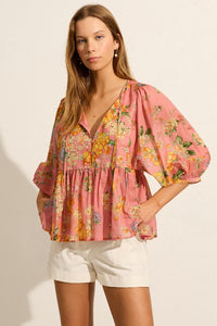 AUGUSTE - AUDREY BLOUSE - PINK AZALEA FLORAL PRINT