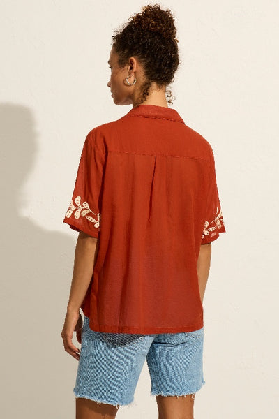 AUGUSTE -  EMBROIDERED RIO SHIRT - RED - PERTH STOCKIST - WA STOCKIST - PERTH BOUTIQUE - WA BOUTIQUE