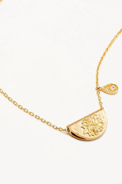 BY CHARLOTTE - LOTUS BIRTHSTONE NECKLACE - GOLD