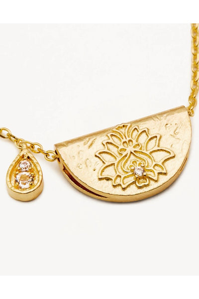 BY CHARLOTTE - LOTUS BIRTHSTONE NECKLACE - GOLD PERTH STOCKIST