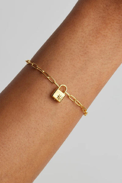 BY CHARLOTTE - PROMISE OF US LOTUS PADLOCK BRACELET - GOLD - PERTH STOCKIST - AUSTRALIAN STOCKIST - WA STOCKIST - AUSTRALIA STOCKIST - AUS STOCKIST - PERTH BOUTIQUE - WA BOUTIQUE - AUS BOUTIQUE - AUSTRALIA BOUTIQUE