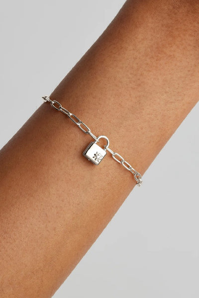 BY CHARLOTTE - PROMISE OF US LOTUS PADLOCK BRACELET - SILVER - PERTH STOCKIST - AUSTRALIAN STOCKIST - WA STOCKIST - AUSTRALIA STOCKIST - AUS STOCKIST - PERTH BOUTIQUE - WA BOUTIQUE - AUS BOUTIQUE - AUSTRALIA BOUTIQUE