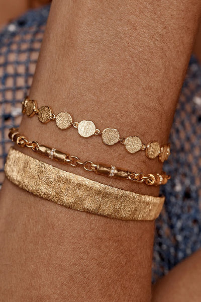 BY CHARLOTTE - WOVEN LIGHT COIN BRACELET - GOLD - PERTH STOCKIST - AUSTRALIAN STOCKIST - WA STOCKIST - AUSTRALIA STOCKIST - AUS STOCKIST - PERTH BOUTIQUE - WA BOUTIQUE - AUS BOUTIQUE - AUSTRALIA BOUTIQUE