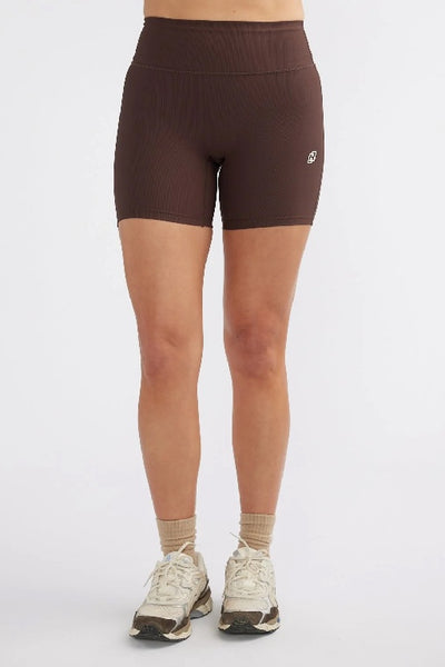 ENA PELLY - ATHLEISURE RIB BIKE SHORT - MOCHA - PERTH STOCKIST