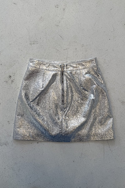 ENA PELLY - VENUS LEATHER MINI SKIRT - METALLIC SILVER - PERTH STOCKIST - AUSTRALIAN STOCKIST - WA STOCKIST - AUSTRALIA STOCKIST - AUS STOCKIST - PERTH BOUTIQUE - WA BOUTIQUE - AUS BOUTIQUE - AUSTRALIA BOUTIQUE 