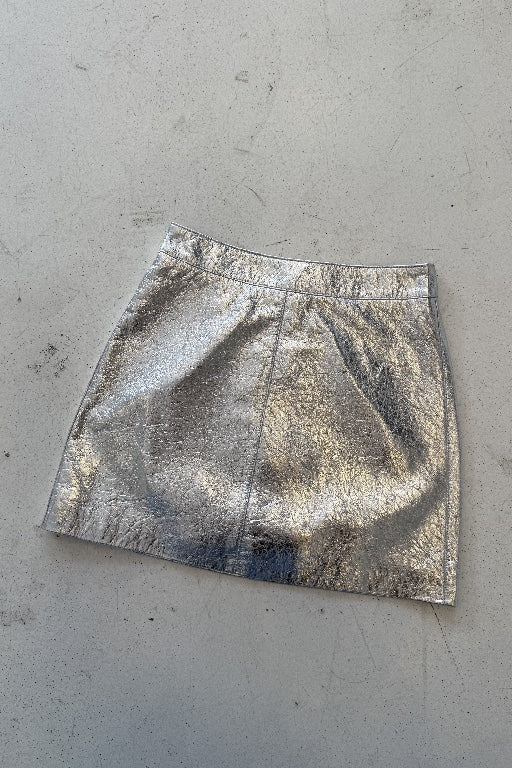 ENA PELLY - VENUS LEATHER MINI SKIRT - METALLIC SILVER - PERTH STOCKIST - AUSTRALIAN STOCKIST - WA STOCKIST - AUSTRALIA STOCKIST - AUS STOCKIST - PERTH BOUTIQUE - WA BOUTIQUE - AUS BOUTIQUE - AUSTRALIA BOUTIQUE 