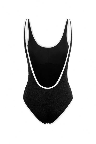 IT'S NOW COOL - THE BACKLESS DUO ONE PIECE - BLACK/WHITE CRIMP - PERTH STOCKIST