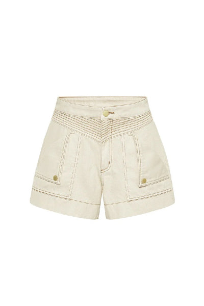 KIVARI - CELENE DENIM SHORT - CREAM - PERTH STOCKIST