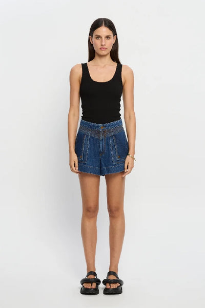 KIVARI - CELENE DENIM SHORT - INDIGO BLUE