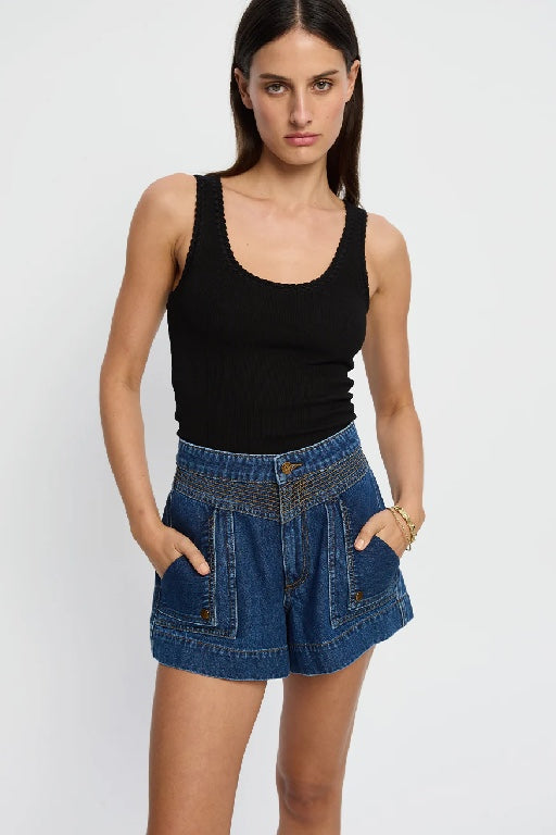 KIVARI - CELENE DENIM SHORT - INDIGO BLUE