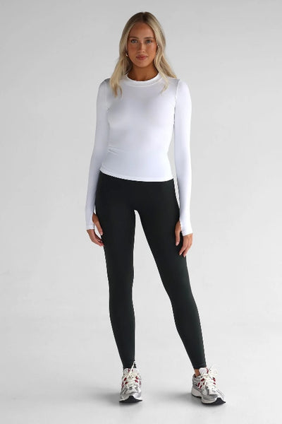 LEELO - SCULPT  FULL LENGTH LONG SLEEVE TOP - WHITE