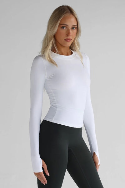 LEELO - SCULPT  FULL LENGTH LONG SLEEVE TOP - WHITE