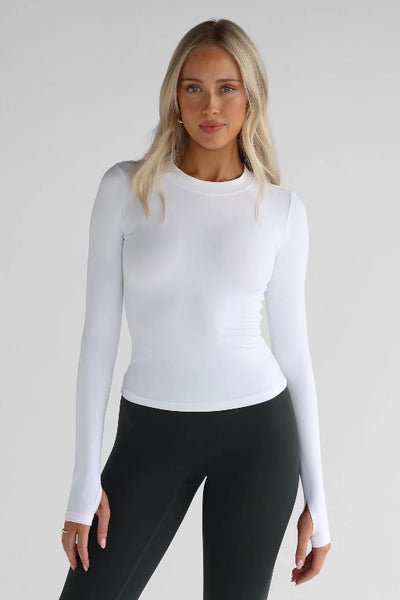 LEELO - SCULPT  FULL LENGTH LONG SLEEVE TOP - WHITE