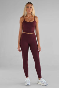 LEELO ACTIVE - SCULPT FULL LENGTH LEGGINGS - CHERRY COLA