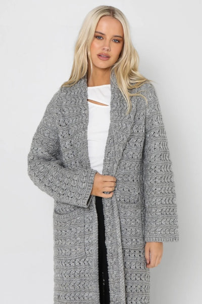 LOST IN LUNAR - CHARLI KNIT CARDIGAN - GREY