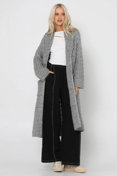 LOST IN LUNAR - CHARLI KNIT CARDIGAN - GREY