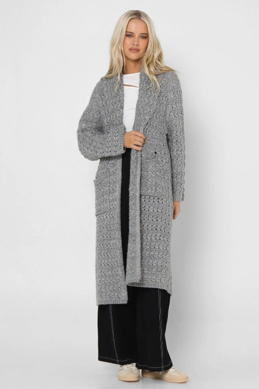 LOST IN LUNAR - CHARLI KNIT CARDIGAN - GREY