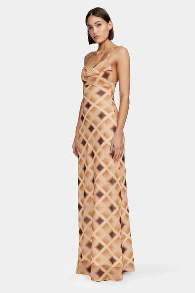 OWNLEY - REMY MAXI DRESS - CARAMEL CHECK - PERTH STOCKIST - AUSTRALIAN STOCKIST - WA STOCKIST - AUSTRALIA STOCKIST - AUS STOCKIST - PERTH BOUTIQUE - WA BOUTIQUE - AUS BOUTIQUE - AUSTRALIA BOUTIQUE