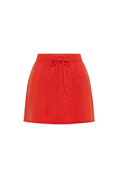 ROWIE - ALMA KNIT MINI SKIRT - APEROL RED - PERTH STOCKIST