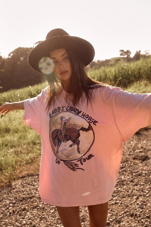 SABBI - THE VERY OVERSIZED CRAZY HORSE TEE - PINK - PERTH STOCKIST - AUSTRALIAN STOCKIST - WA STOCKIST - AUSTRALIA STOCKIST - AUS STOCKIST - PERTH BOUTIQUE - WA BOUTIQUE - AUS BOUTIQUE - AUSTRALIA BOUTIQUE