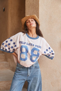 SABBI - THE VERY OVERSIZED YOU CUTE TEE - WHITE BLUE