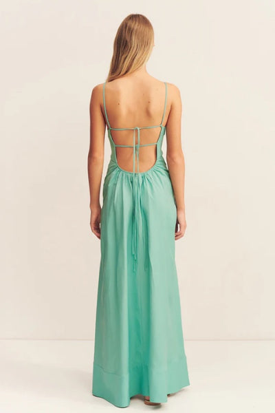 SHONA JOY - ALEC LOW OPEN BACK MAXI DRESS - POOL BLUE