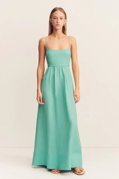 SHONA JOY - ALEC LOW OPEN BACK MAXI DRESS - POOL BLUE