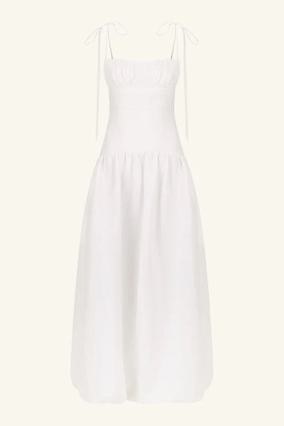 SHONA JOY - BLANC GATHERED MIDI DRESS - IVORY - PERTH STOCKIST - WA STOCKIST - AUSTRALIAN STOCKIST - BOUTIQUE