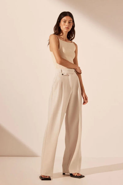 SHONA JOY - IRENA HIGH WAISTED TAILORED PANT - BONE