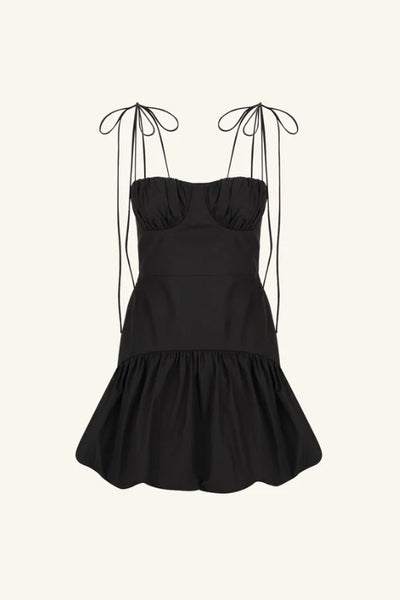 SHONA JOY - MAIORI GATHERED BUBBLE MINI DRESS - BLACK