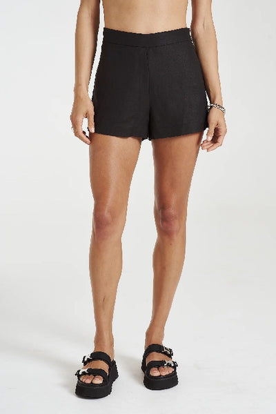 SUMMI SUMMI - LINEN SHORTS - MIDNIGHT BLACK - PERTH STOCKIST - WA STOCKIST - PERTH BOUTIQUE - WA BOUTIQUE 