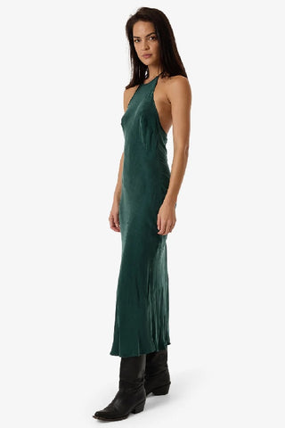 THRILLS - JETT HALTER BIAS DRESS - DEEP EMERALD - PERTH STOCKIST