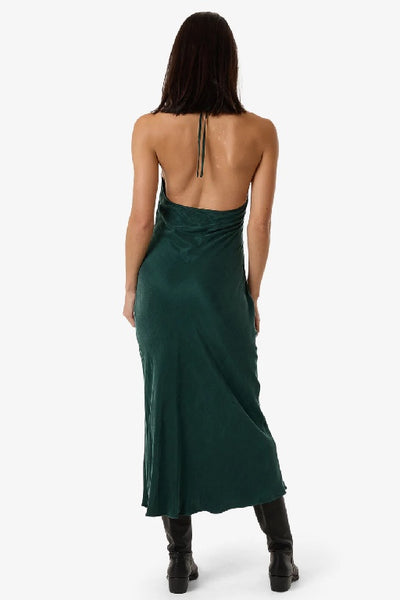 THRILLS - JETT HALTER BIAS DRESS - DEEP EMERALD