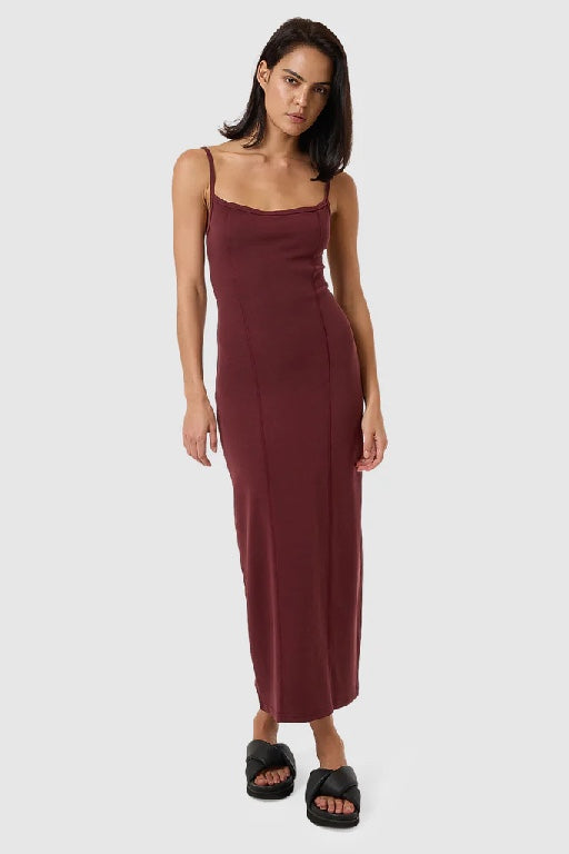 THRILLS - RIB SEAM DRESS - DARK CHERRY