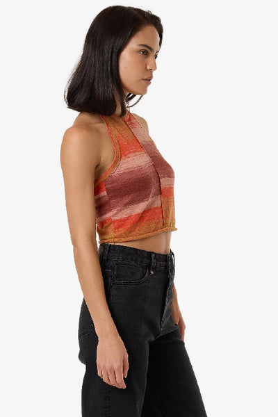 THRILLS - RISE KNIT HALTER TOP - BERRY