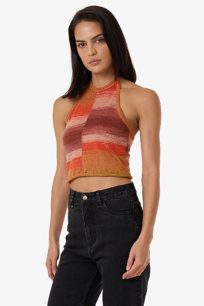 THRILLS - RISE KNIT HALTER TOP - BERRY - PERTH STOCKIST