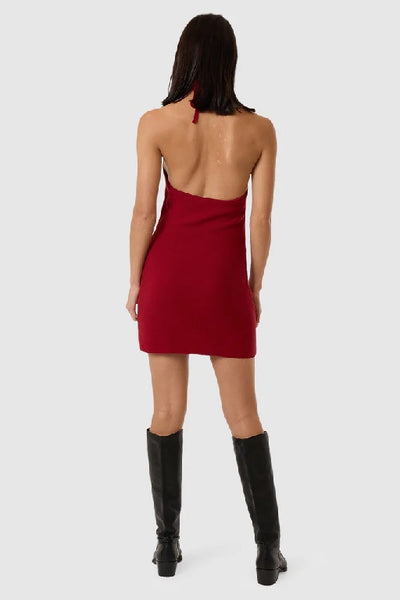 THRILLS - SCARLETT KNIT HALTER DRESS - CHILLI PEPPER 