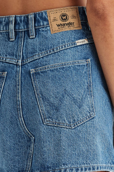 WRANGLER - REPAIR MINI SKIRT - MID DAYS INDIGO - PERTH STOCKIST - AUSTRALIAN STOCKIST - WA STOCKIST - AUSTRALIA STOCKIST - AUS STOCKIST - PERTH BOUTIQUE - WA BOUTIQUE - AUS BOUTIQUE - AUSTRALIA BOUTIQUE