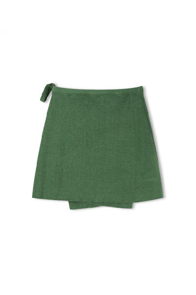 ZULU & ZEPHYR - EUCALYPTUS COTTON BLEND KNIT WRAP SKIRT - EUCALYPTUS 