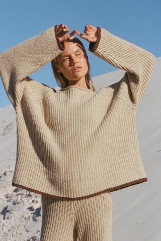 ZULU & ZEPHYR - SAND CONTRAST RIB KNIT JUMPER