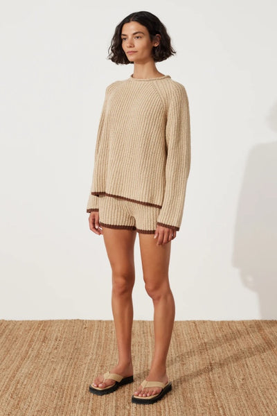 ZULU & ZEPHYR - SAND CONTRAST RIB KNIT SHORT