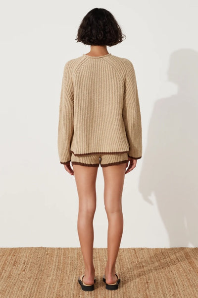 ZULU & ZEPHYR - SAND CONTRAST RIB KNIT SHORT