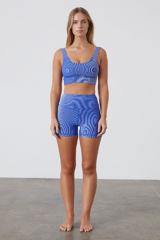 ZULU & ZEPHYR - STRIPE RIB CROP TOP - DOLPHIN BLUE